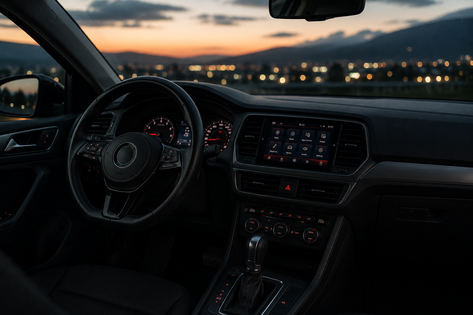 Interior de carro em ambiente urbano, representando gravações difíceis